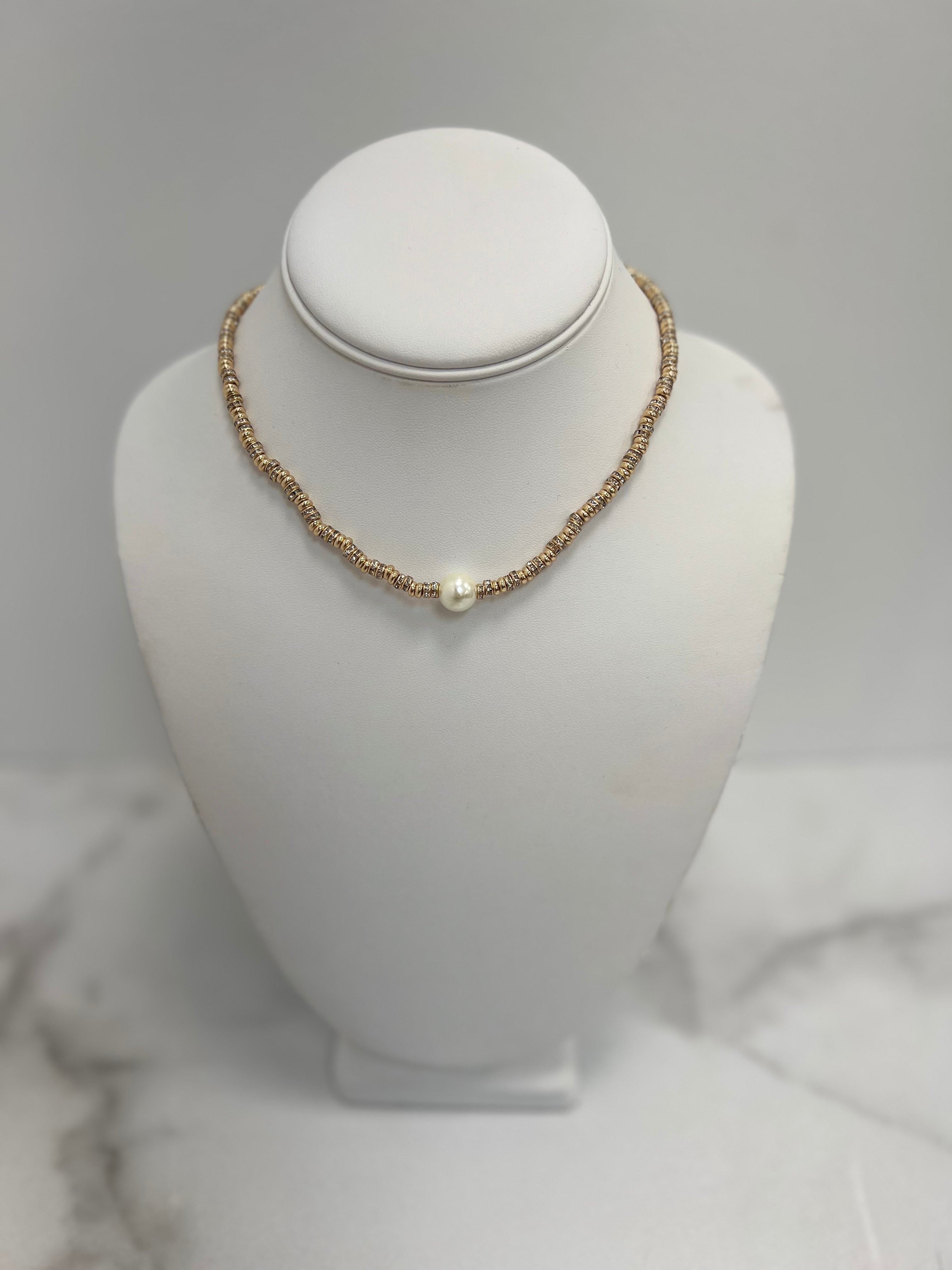 Rondelle Necklace w/ Pearl Center