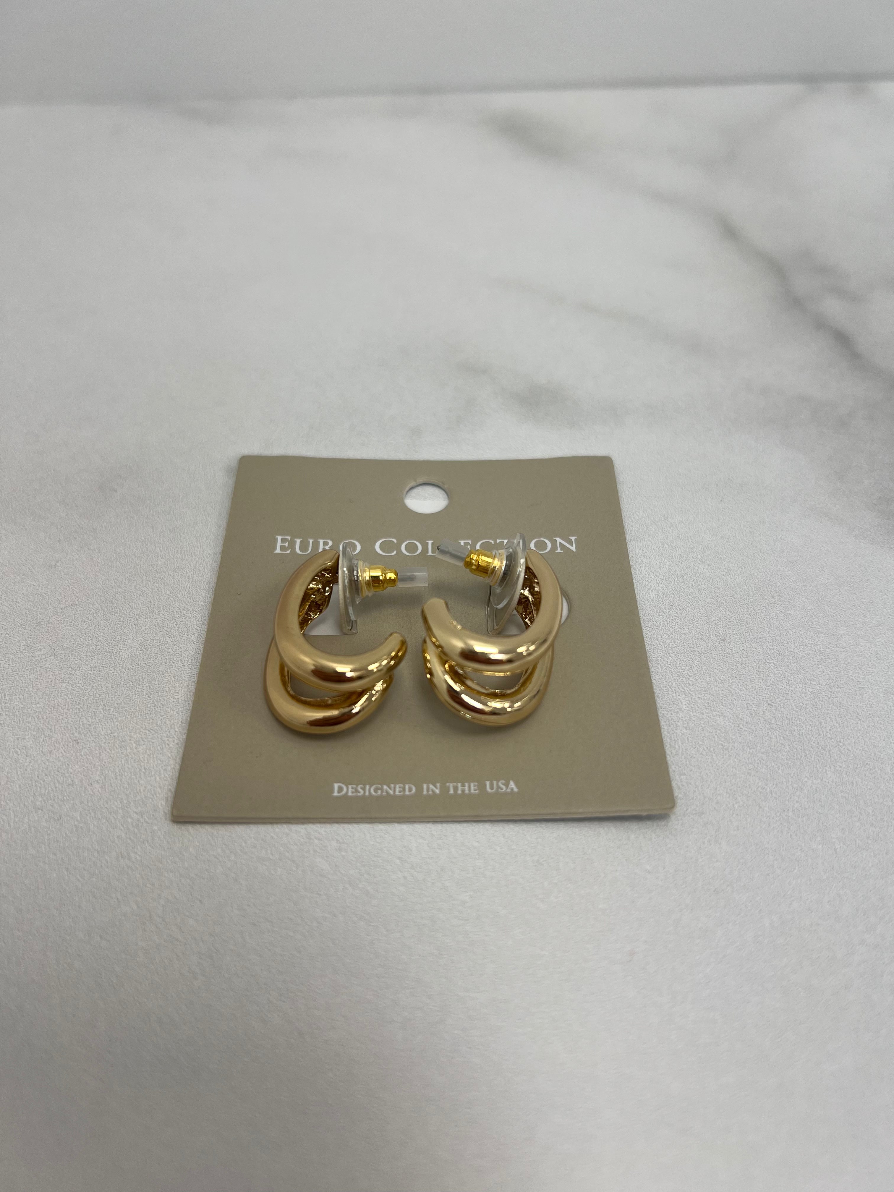 Double Layer Hoop Earrings - Gold