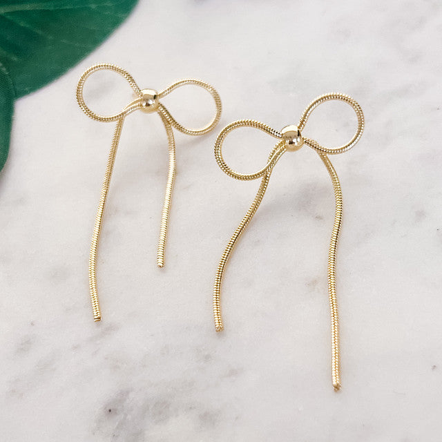 Snake Chain Bow Earrings