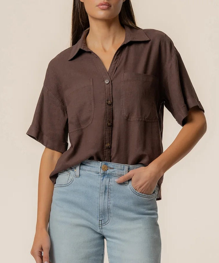 KUT Brianna Boxy Button Front Shirt
