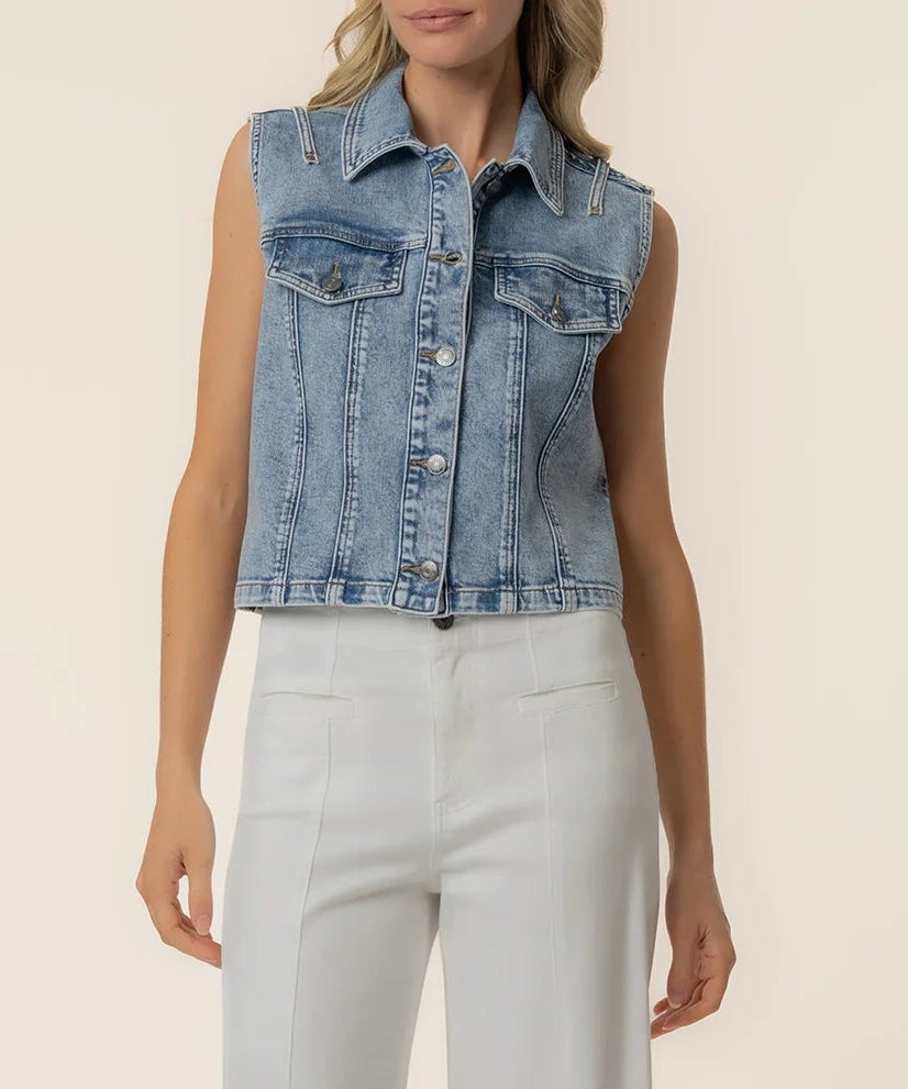 KUT Frankie Button Front Denim Vest