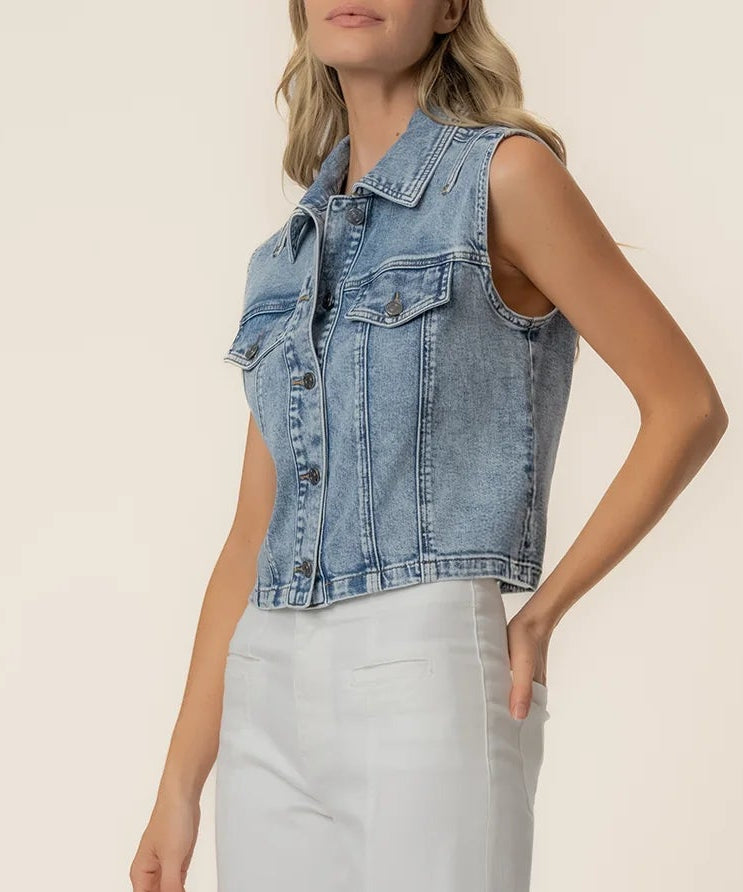 KUT Frankie Button Front Denim Vest