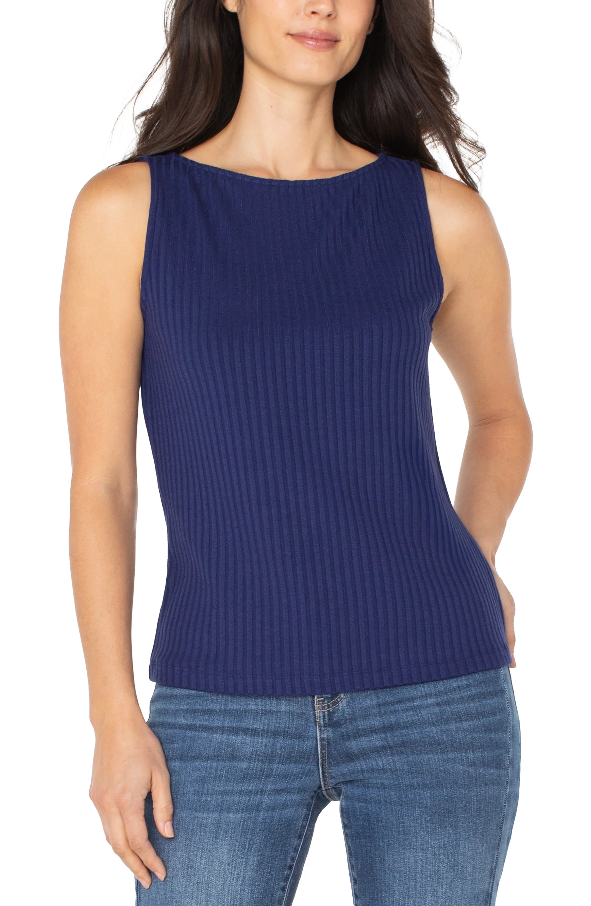Liverpool Sleeveless Boat Neck Top - Maritime Navy