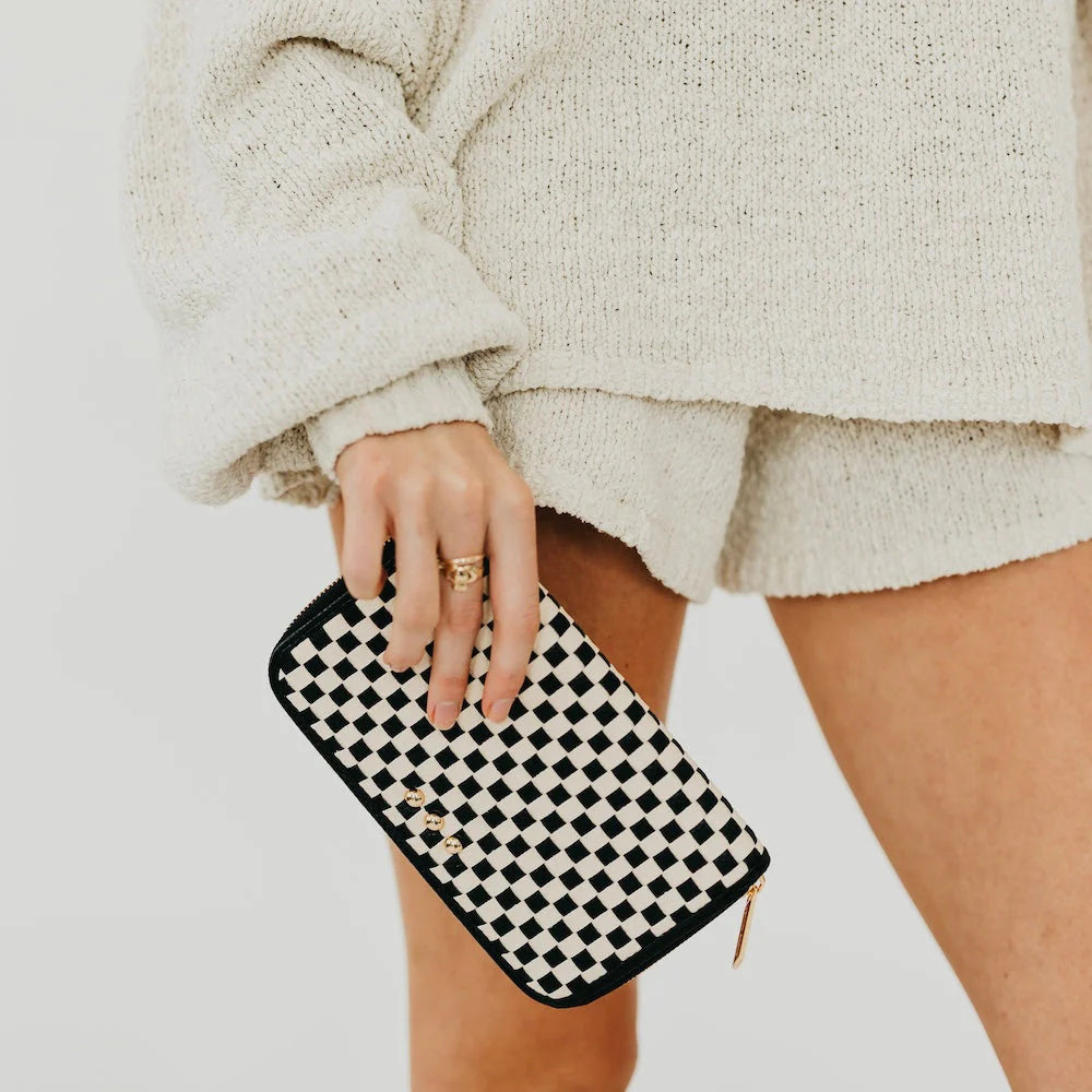 Lenni Large Zip Checkered Wallet