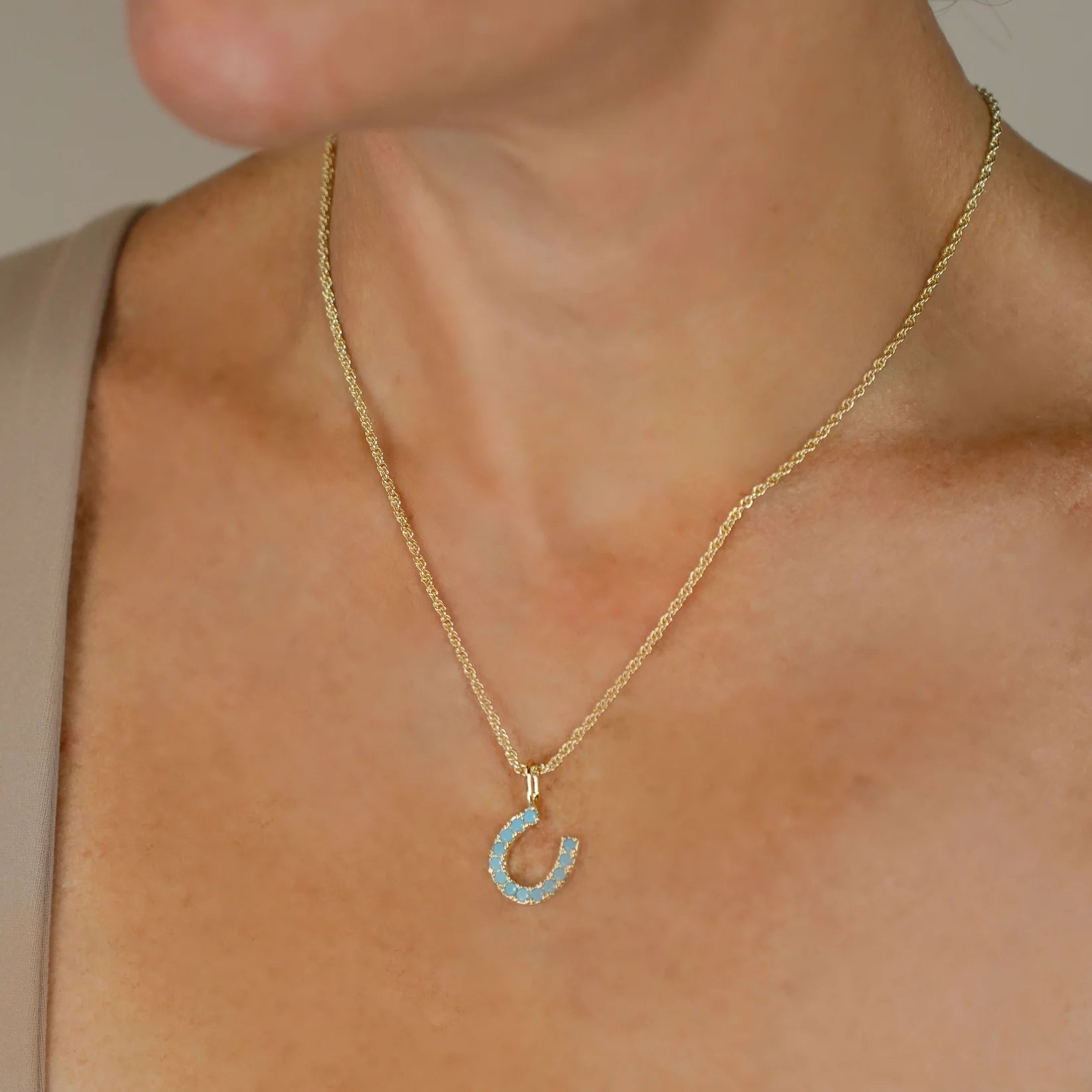 Sis Kiss Lucky Horseshoe Charm - Turquoise