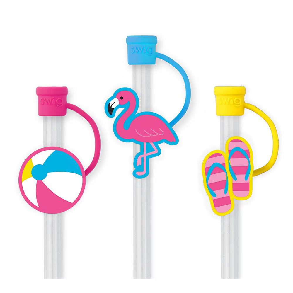 SWIG Flamingos Straw Topper Set
