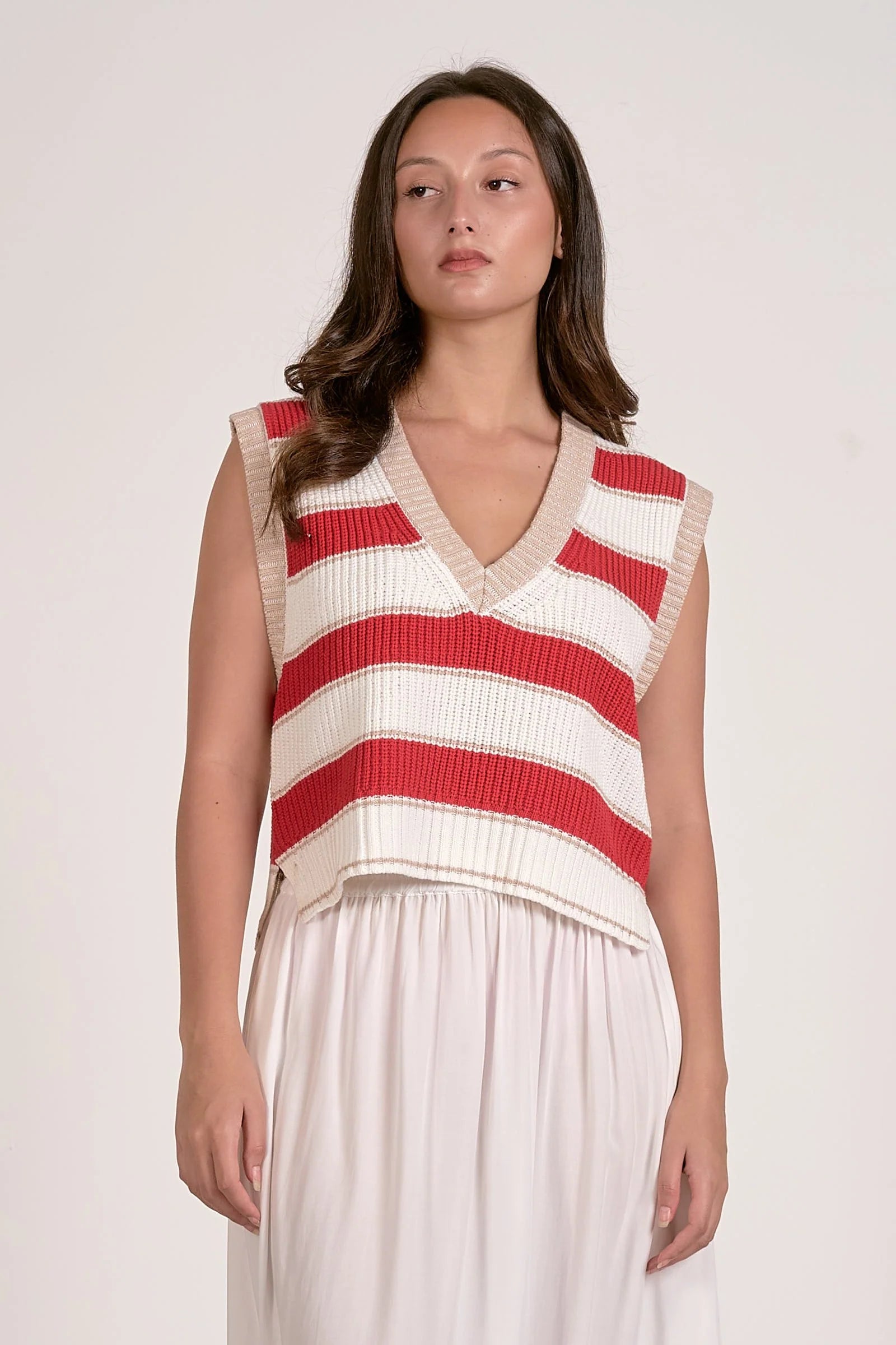 Elan Red Striped Sweater Vest