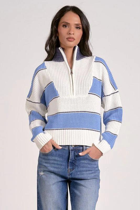 Elan 1/4 Zip Striped Sweater