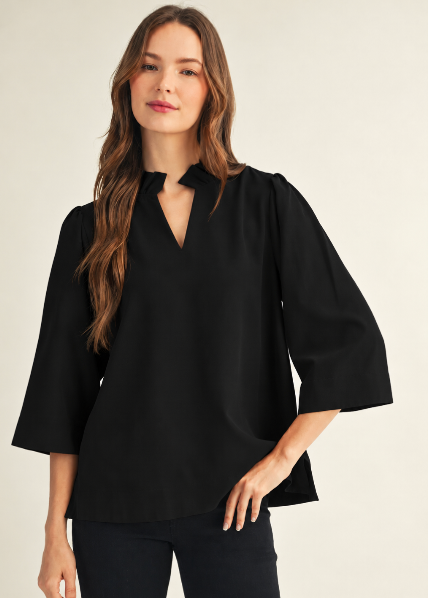 3/4 Sleeve Crinkled Top