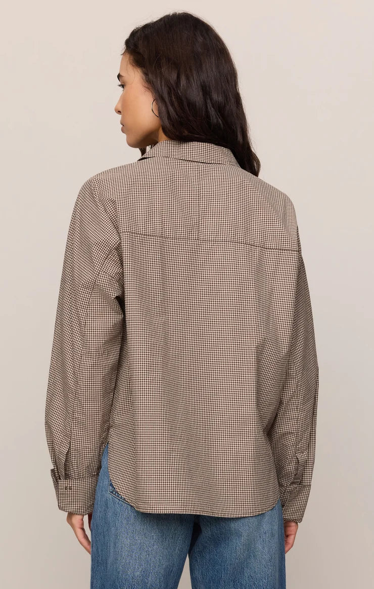 Z Supply On Duty Gingham Button Up Top