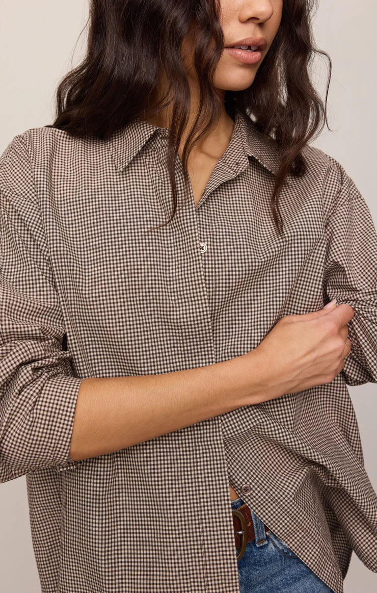 Z Supply On Duty Gingham Button Up Top