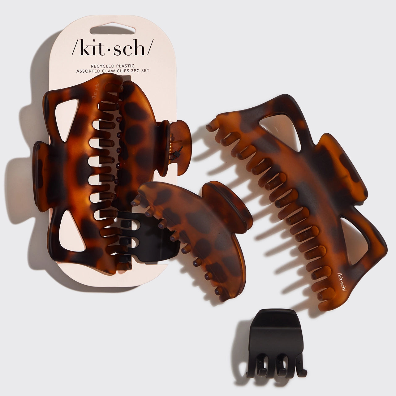 Kitsch Plastic Assorted Claw Clips 3pc - Jumbo