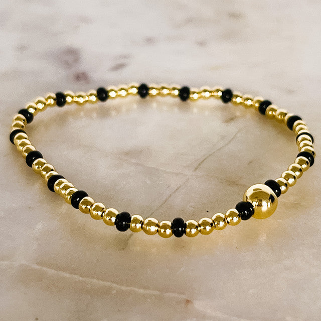 Gold Dipped Beaded Bracelet w/ Seed Beads