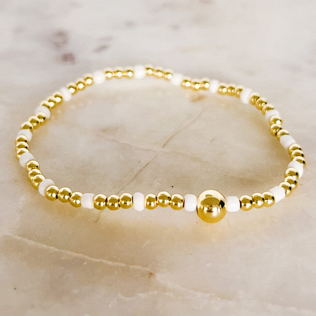 Gold Dipped Beaded Bracelet w/ Seed Beads