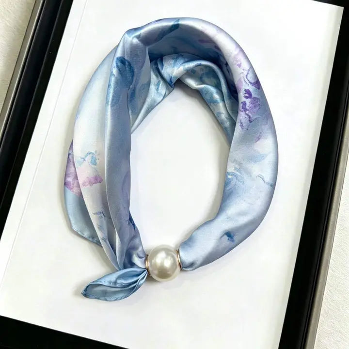 Pearl Magnetic Clasp Satin Scarf