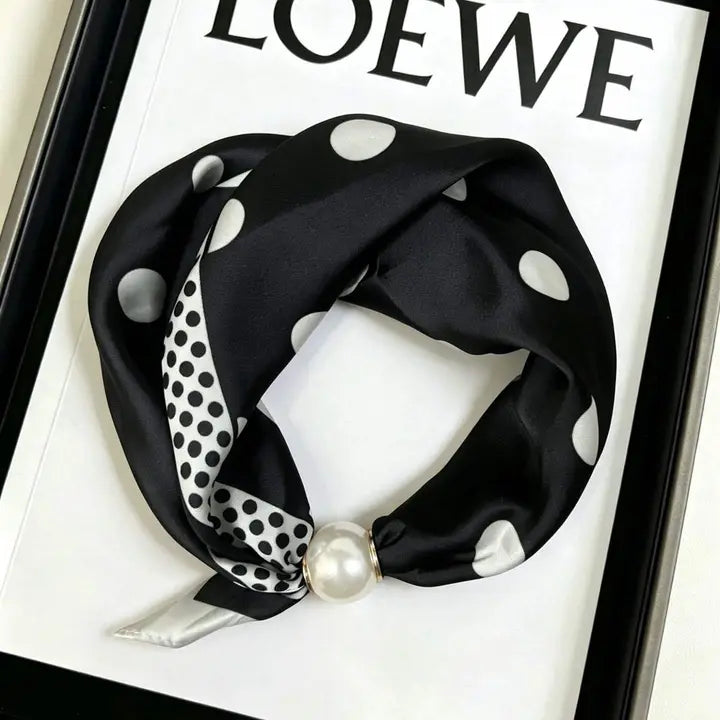 Pearl Magnetic Clasp Satin Scarf