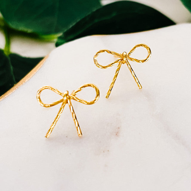 Wire Bow Stud Earrings