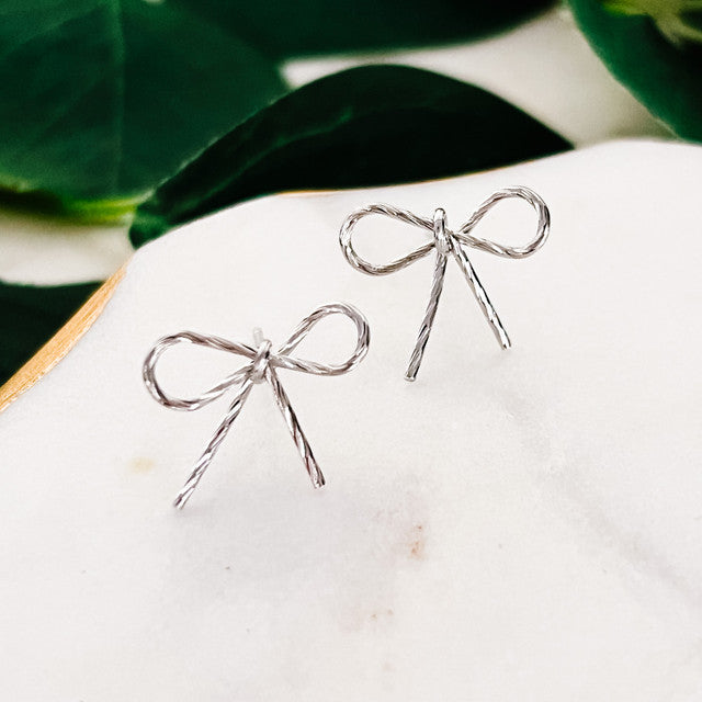 Wire Bow Stud Earrings