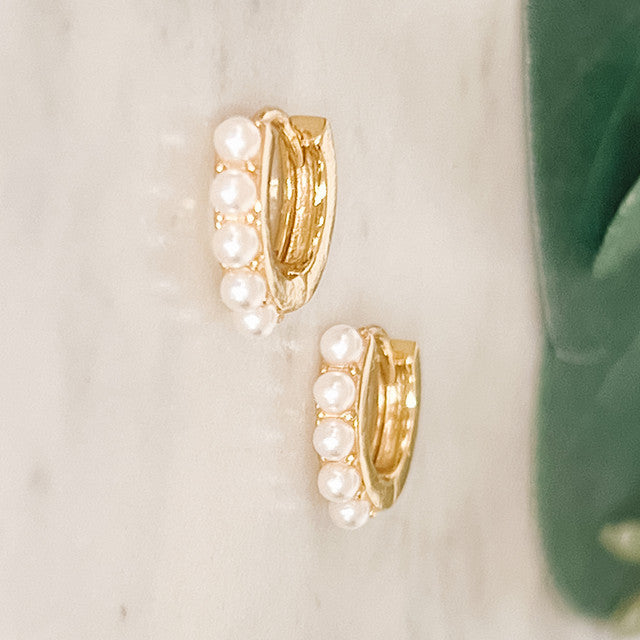 Pearl Huggie Earrings
