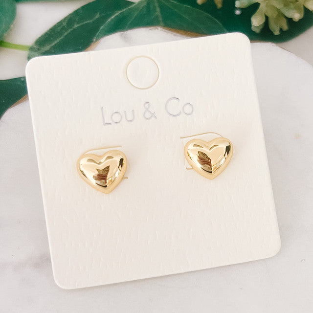 Puffy Heart Stud Earrings