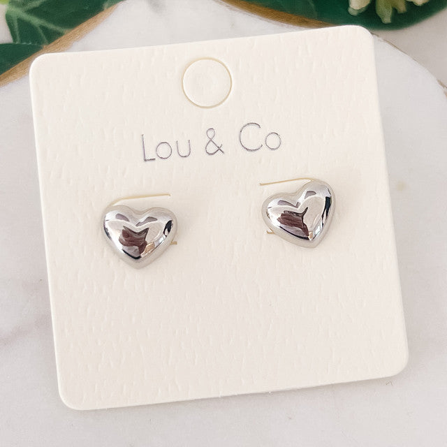 Puffy Heart Stud Earrings