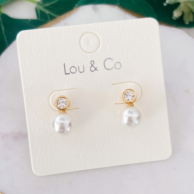 CZ and Pearl Earrings