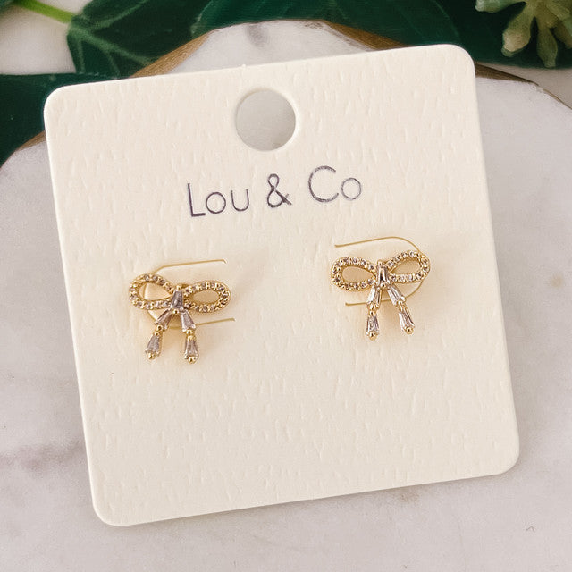 CZ Bow Stud Earrings