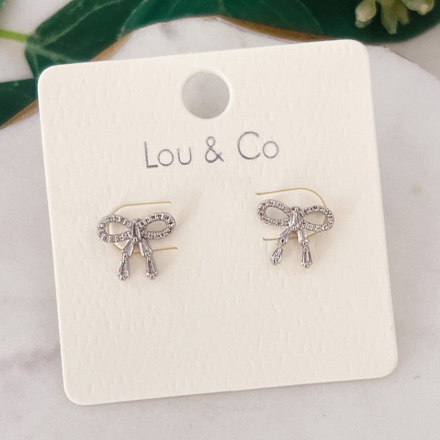 CZ Bow Stud Earrings