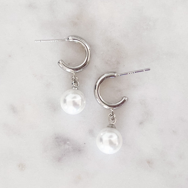 Huggies with Pearl Dangle