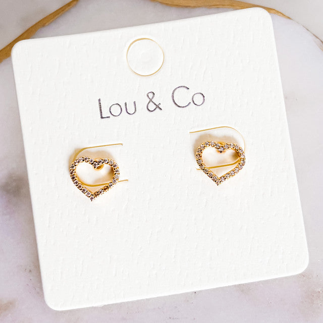 CZ Open Heart Stud Earrings