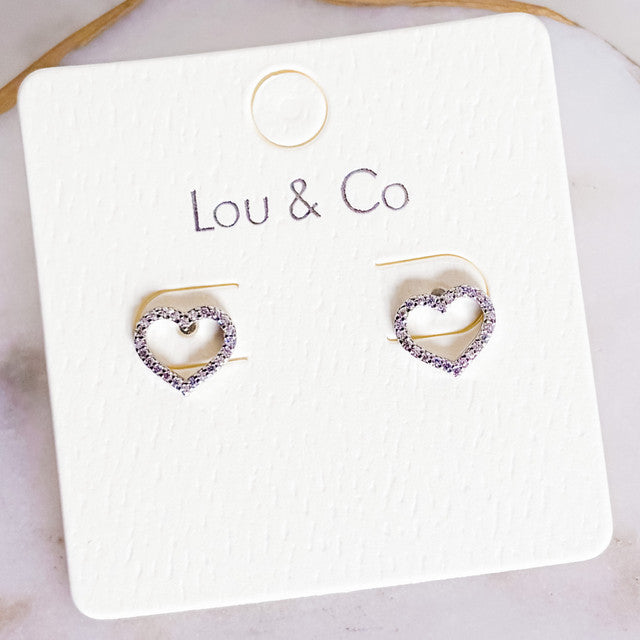CZ Open Heart Stud Earrings