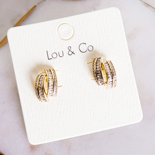 Gold-Dipped CZ Stud Earrings