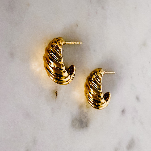 Gold-Dipped Mini Crescent Hoop Earrings
