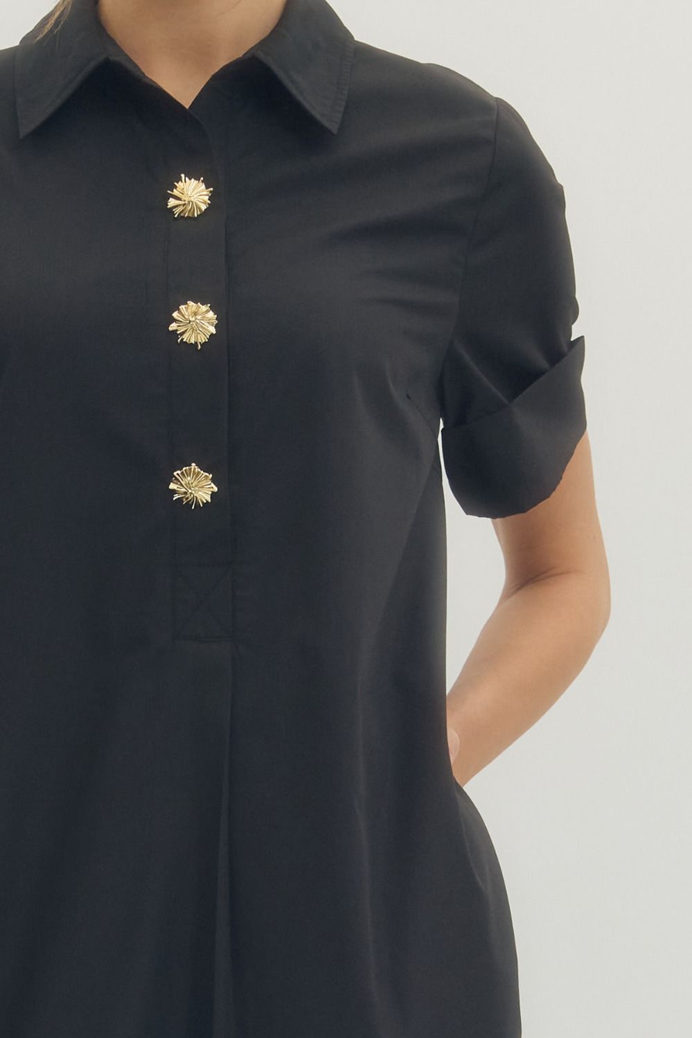 Solid Short Sleeve Midi Dress
