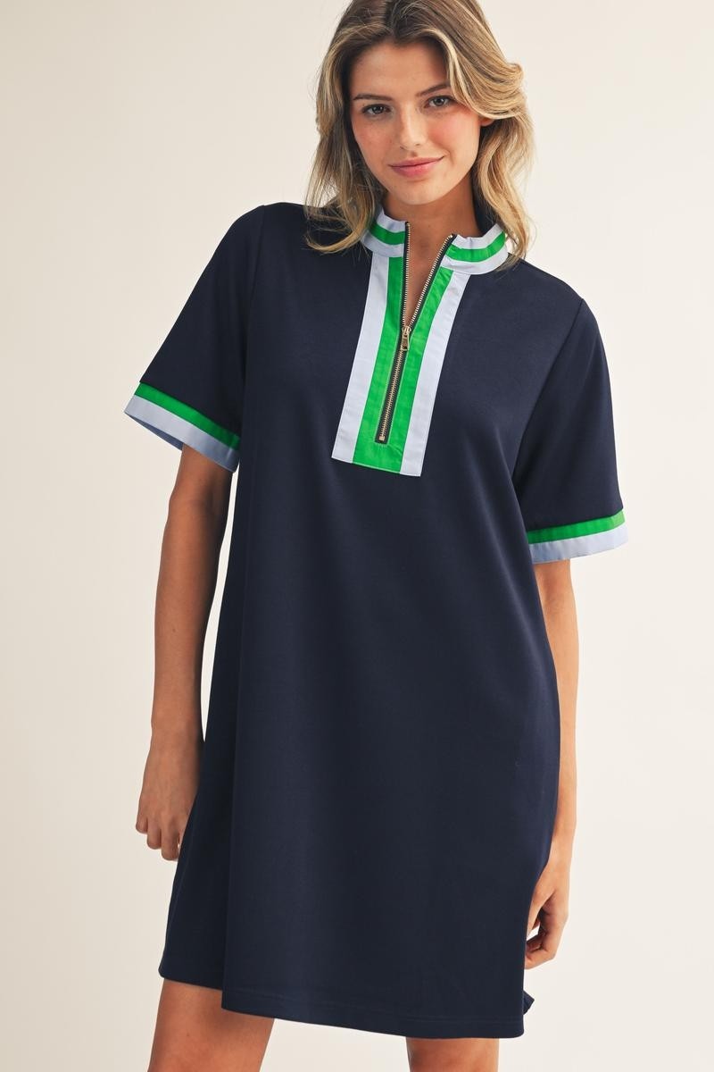 Short Sleeve Half Zip Dress