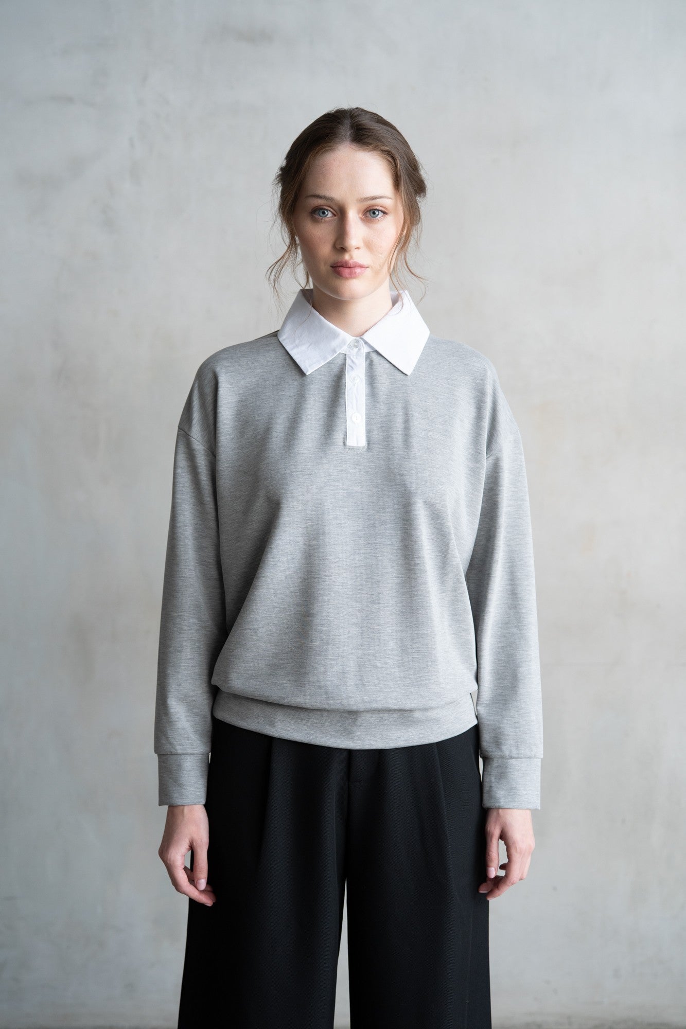 Casual Long Sleeve Polo Sweatshirt