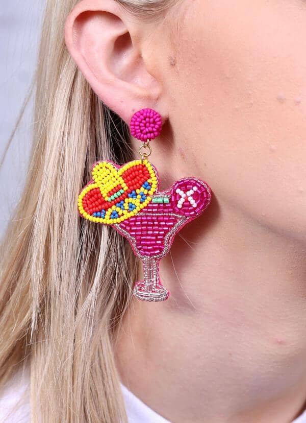 Margarita Glass w/ Sombrero Earrings