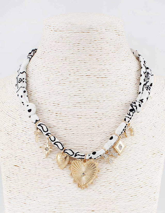 Bandana Charm Necklace - White