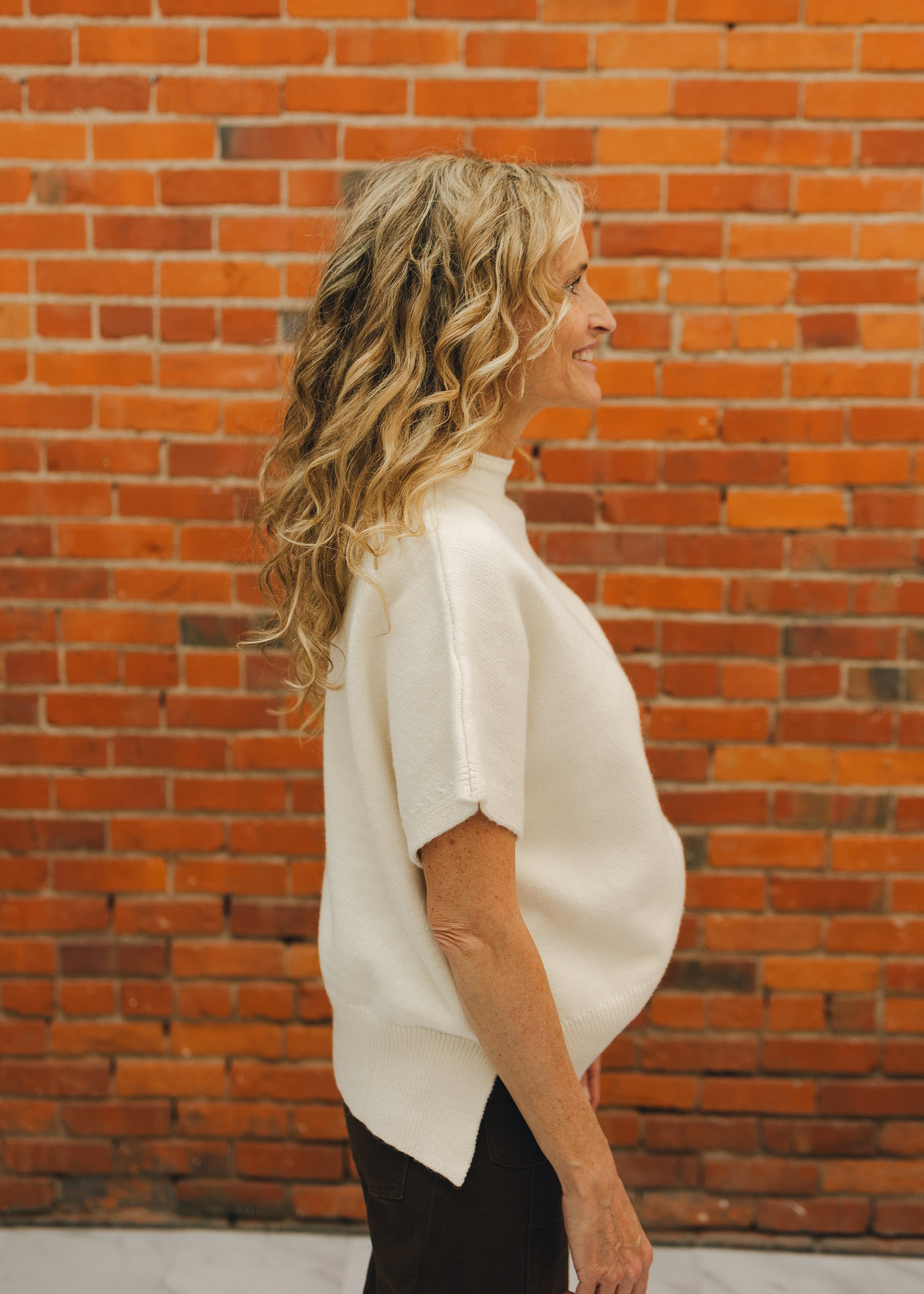 Drop Shoulder Short Sleeve Sweater
