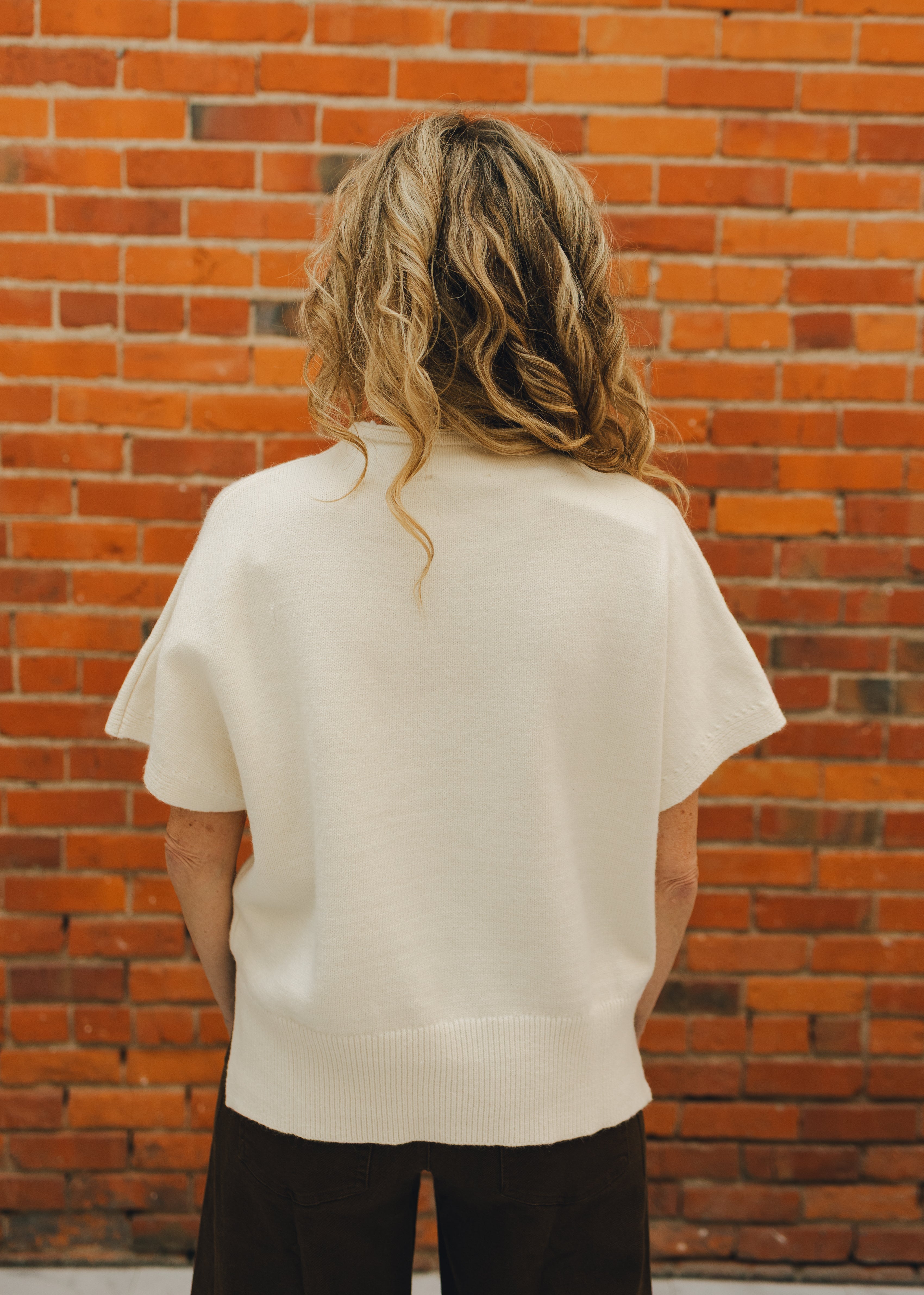 Drop Shoulder Short Sleeve Sweater