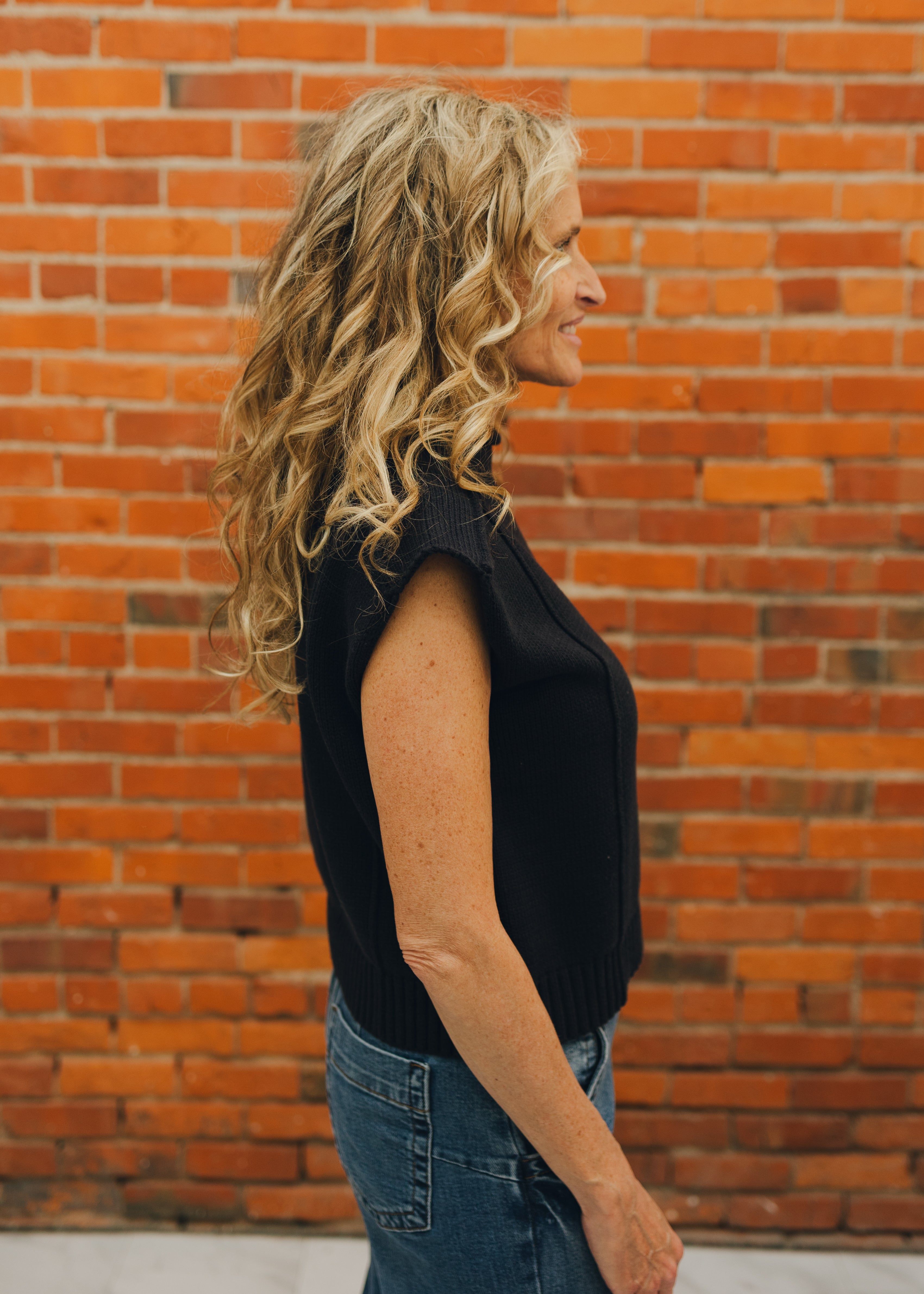 Mock Neck Exposed Seam Knit Top