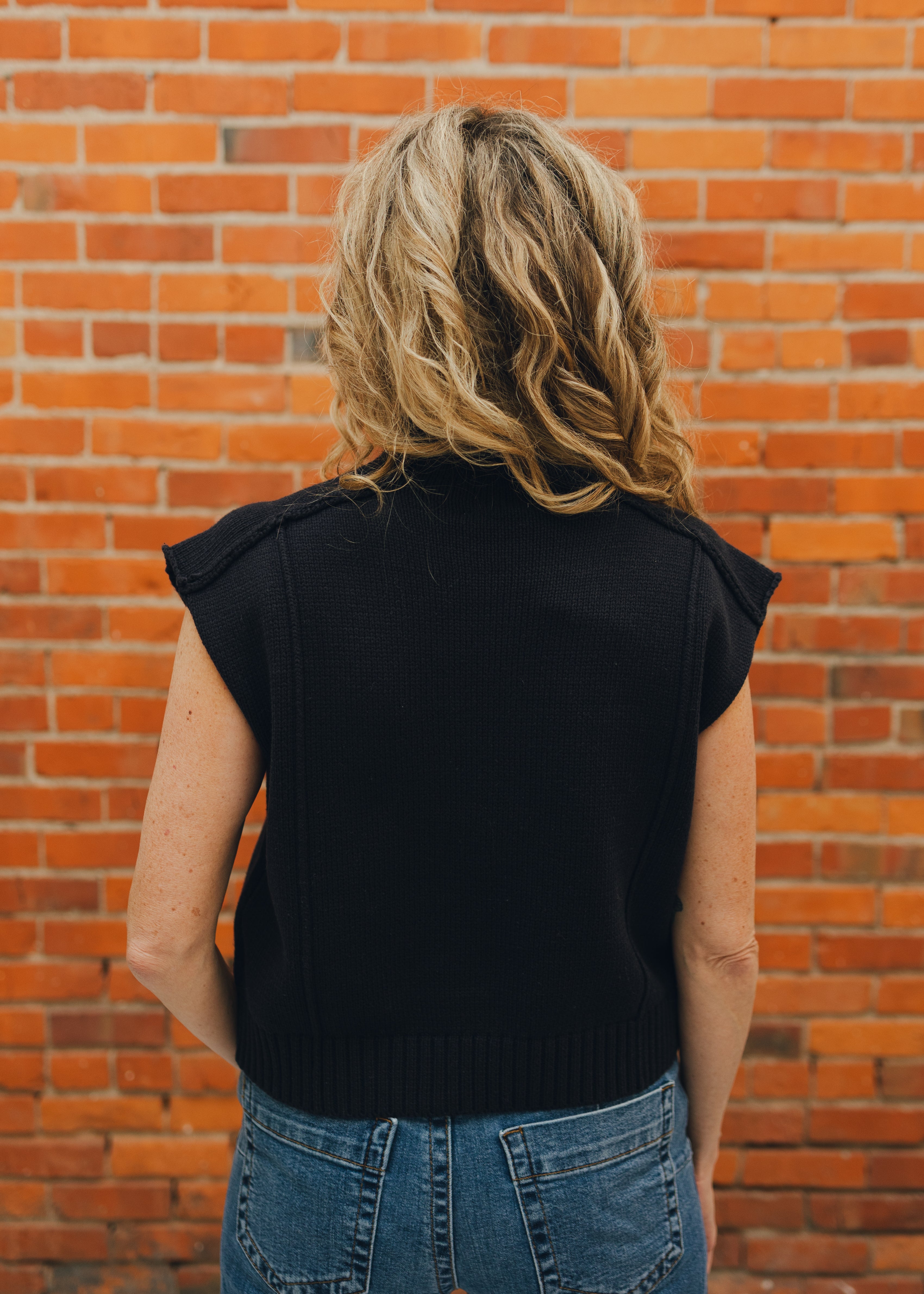 Mock Neck Exposed Seam Knit Top