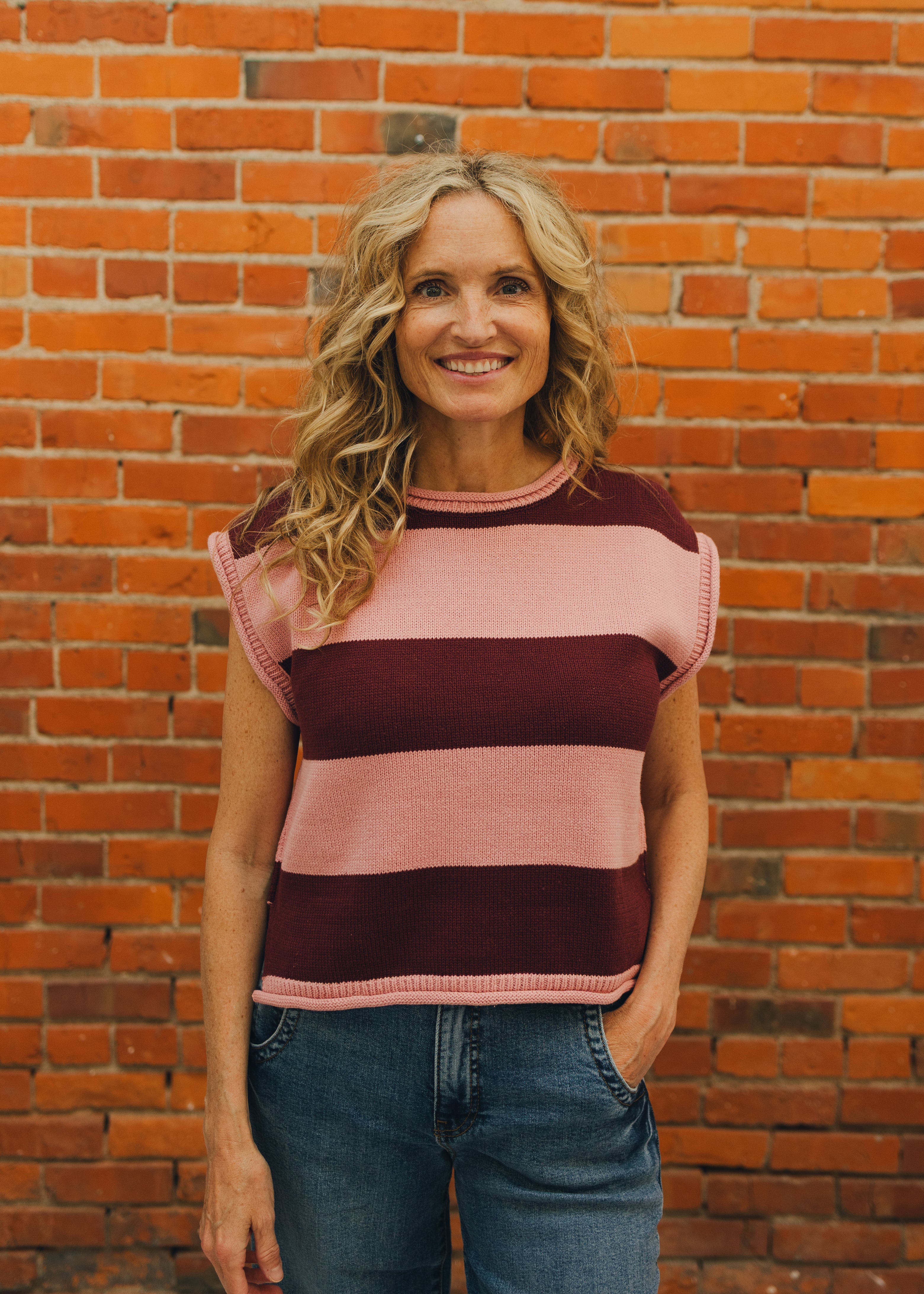 Striped Cap Sleeve Sweater