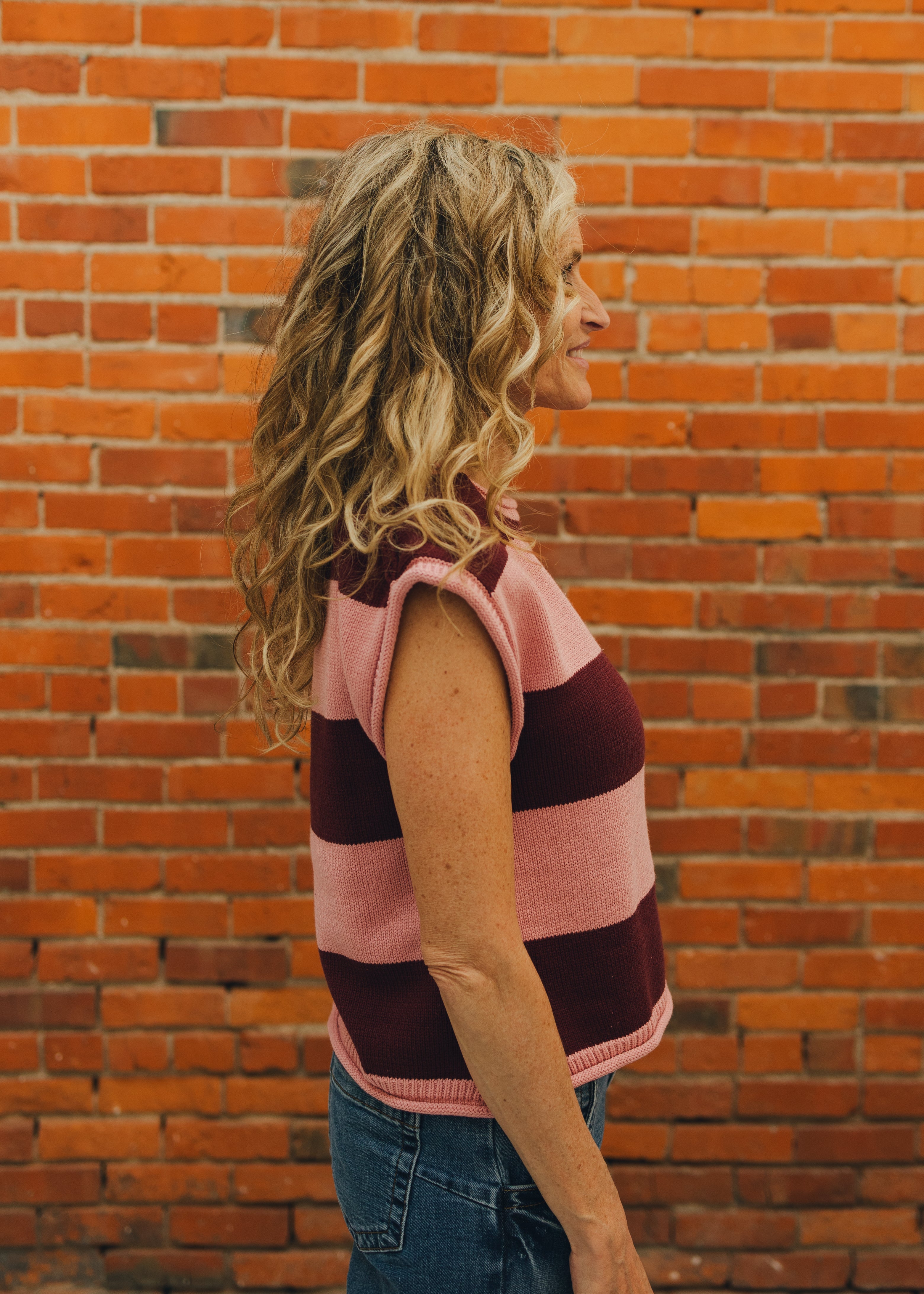 Striped Cap Sleeve Sweater