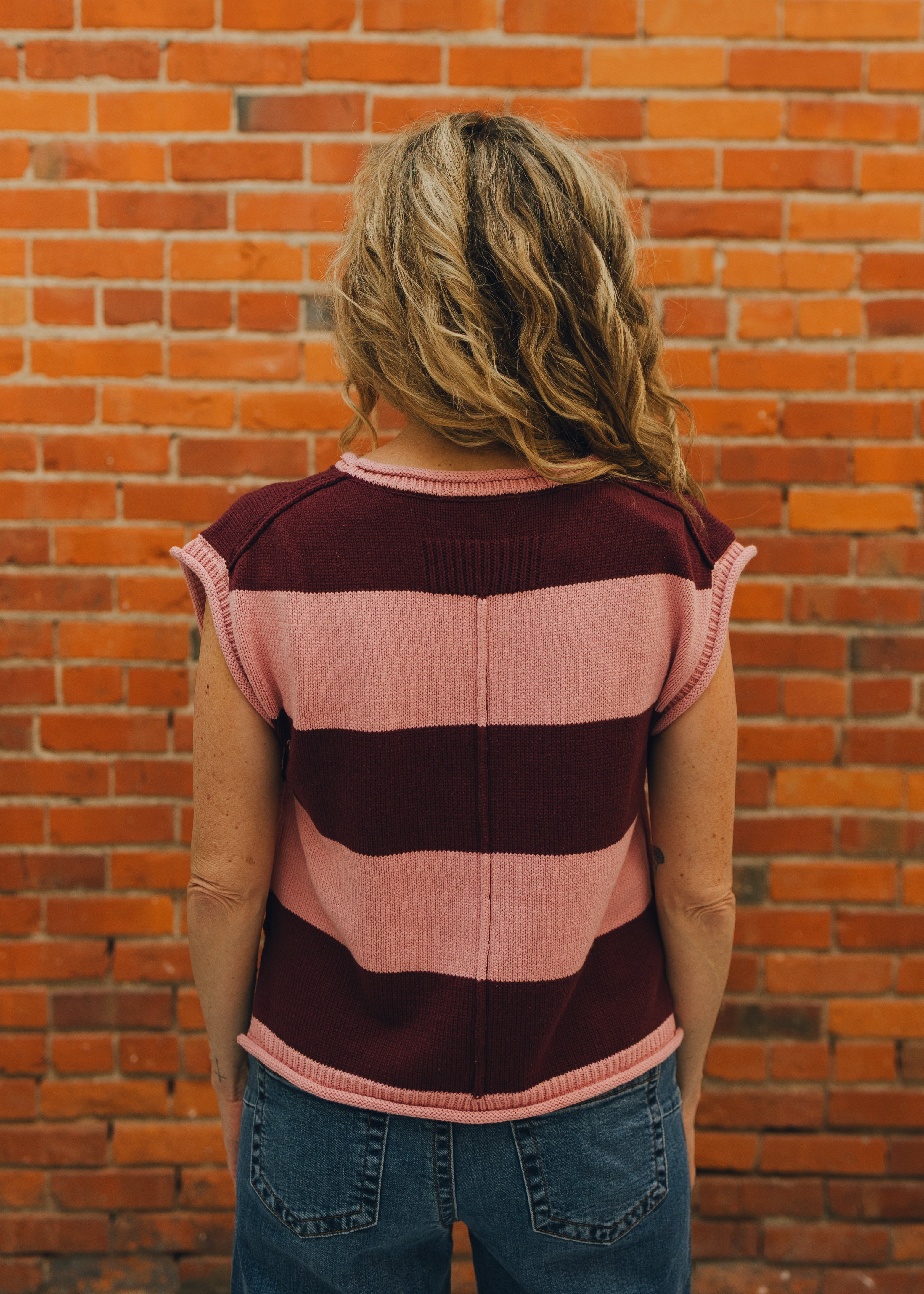 Striped Cap Sleeve Sweater