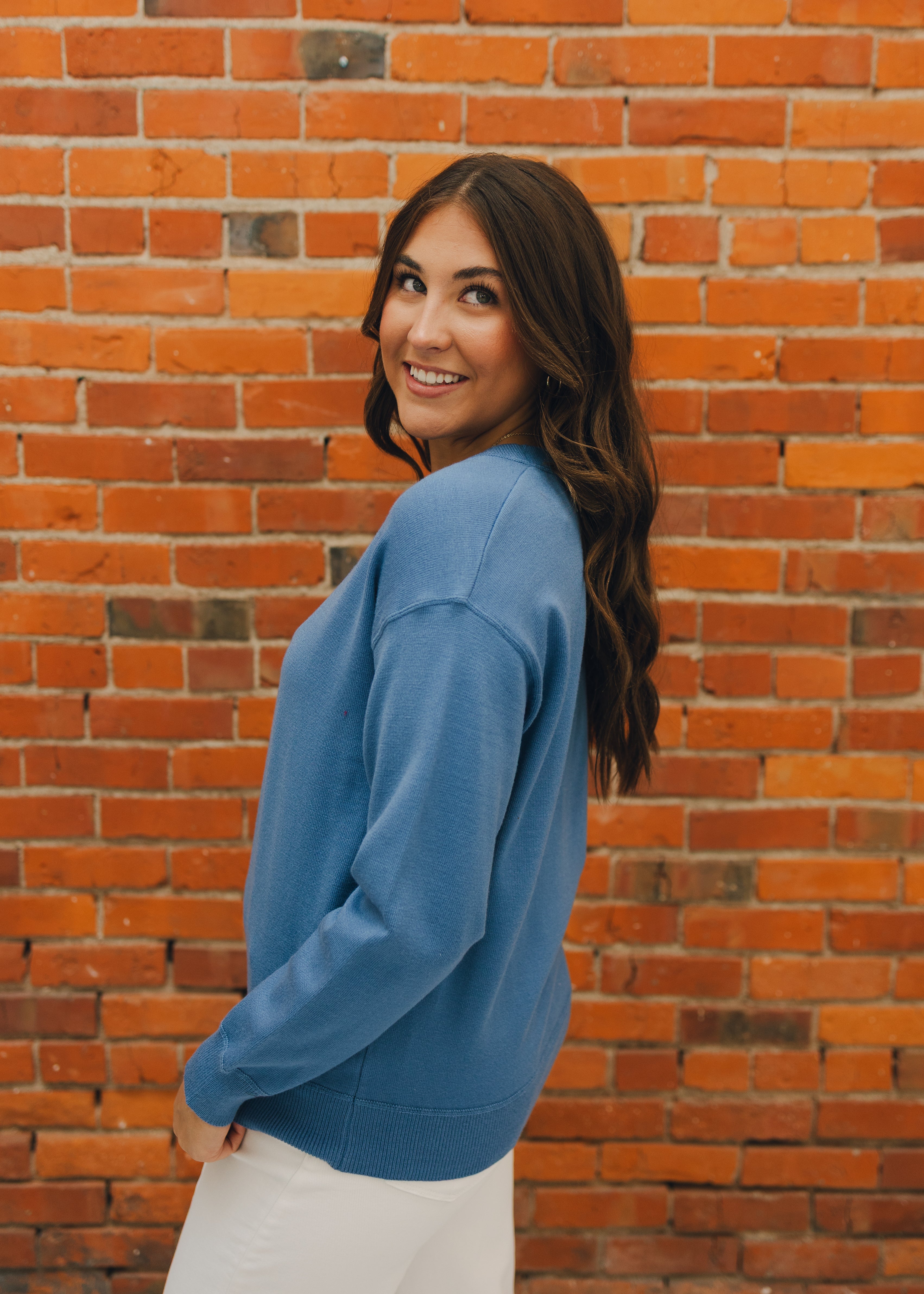 Crew Neck Long Sleeve Solid Sweater