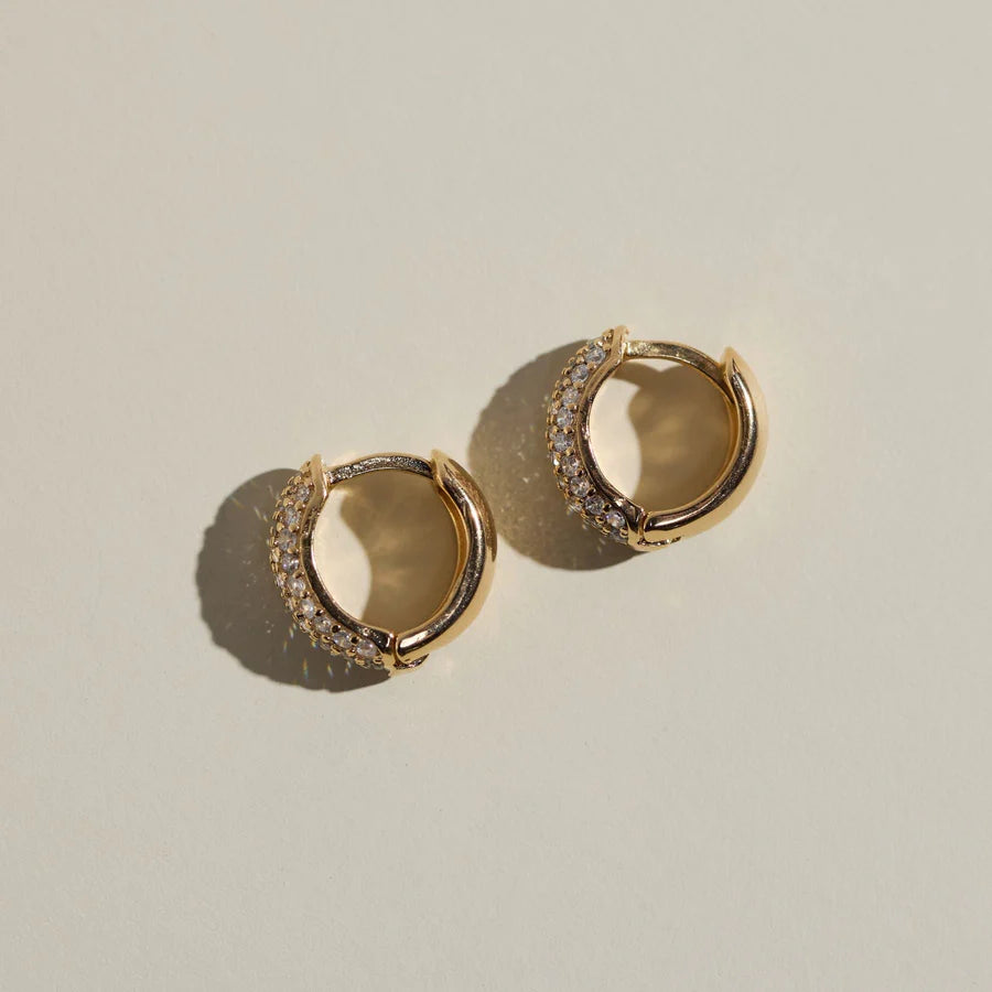 Nickel & Suede Pave' Dome Huggies