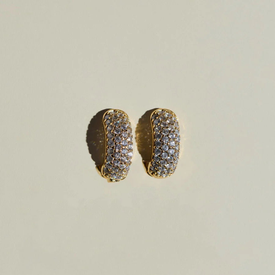 Nickel & Suede Pave' Dome Huggies