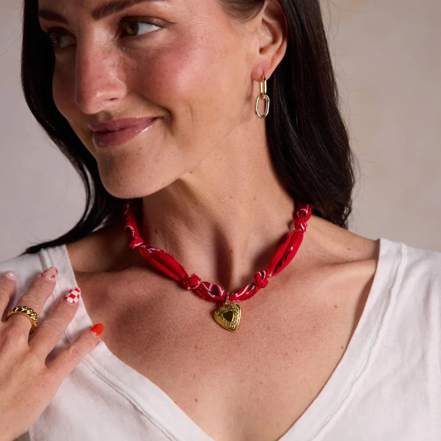 Nickel & Suede Bandana Necklace