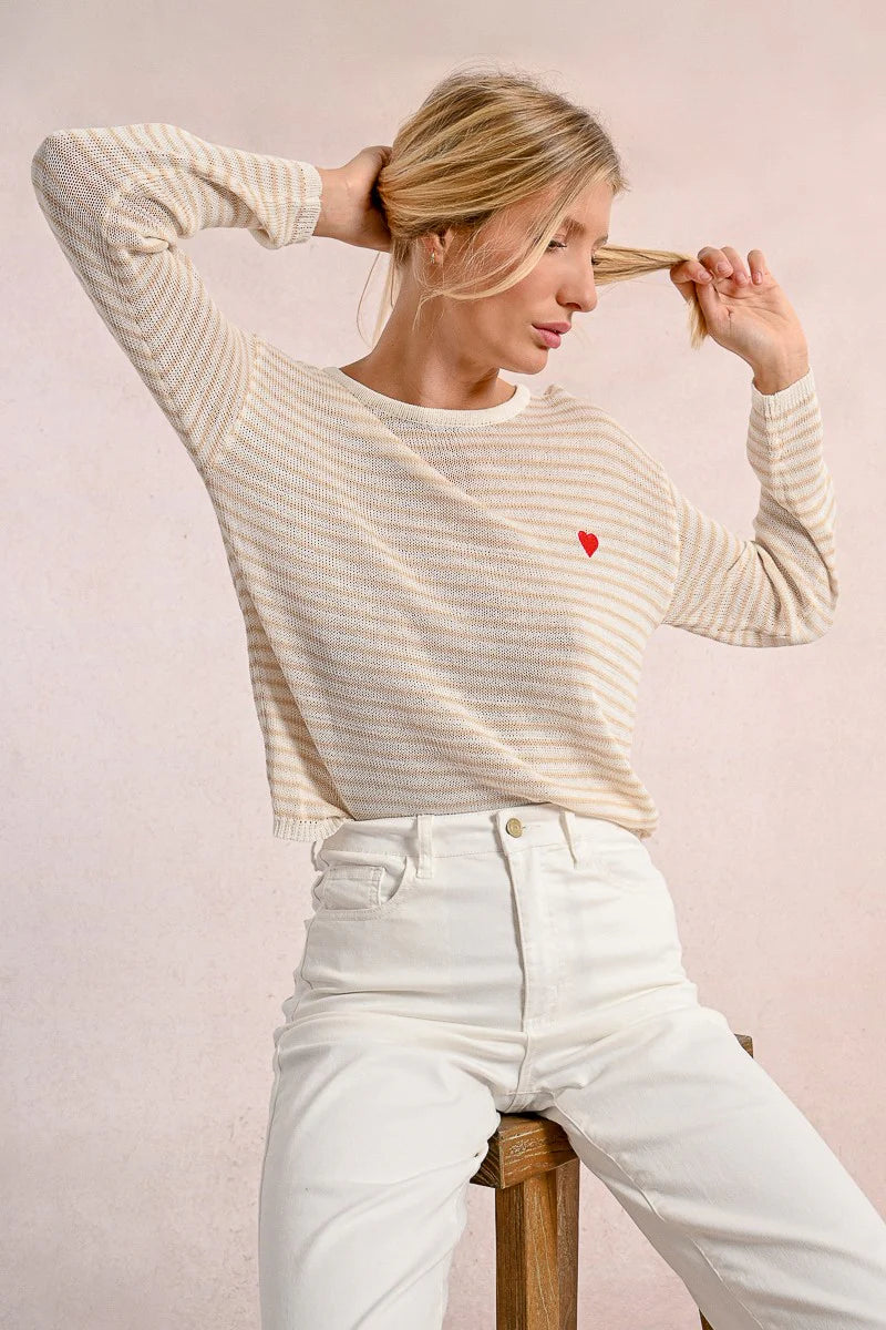 Molly Bracken Cream W/Heart Sweater
